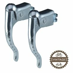 Aluminium KIT LEVIER DE FREIN PERFORE ET REPOSE MAIN PAIRE COCOTTE VINTAGE VELO COURSE 22.2MM ALU -Acier Cr-Mo Soldes kit levier de frein perfore et repose main paire cocotte vintage velo course 222mm alu 6
