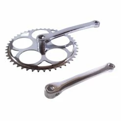 Acier Inoxydable Pédalier à Clavette Chromé Plateau 46 Dents Manivelle 170mm Pour Chaine 3.30